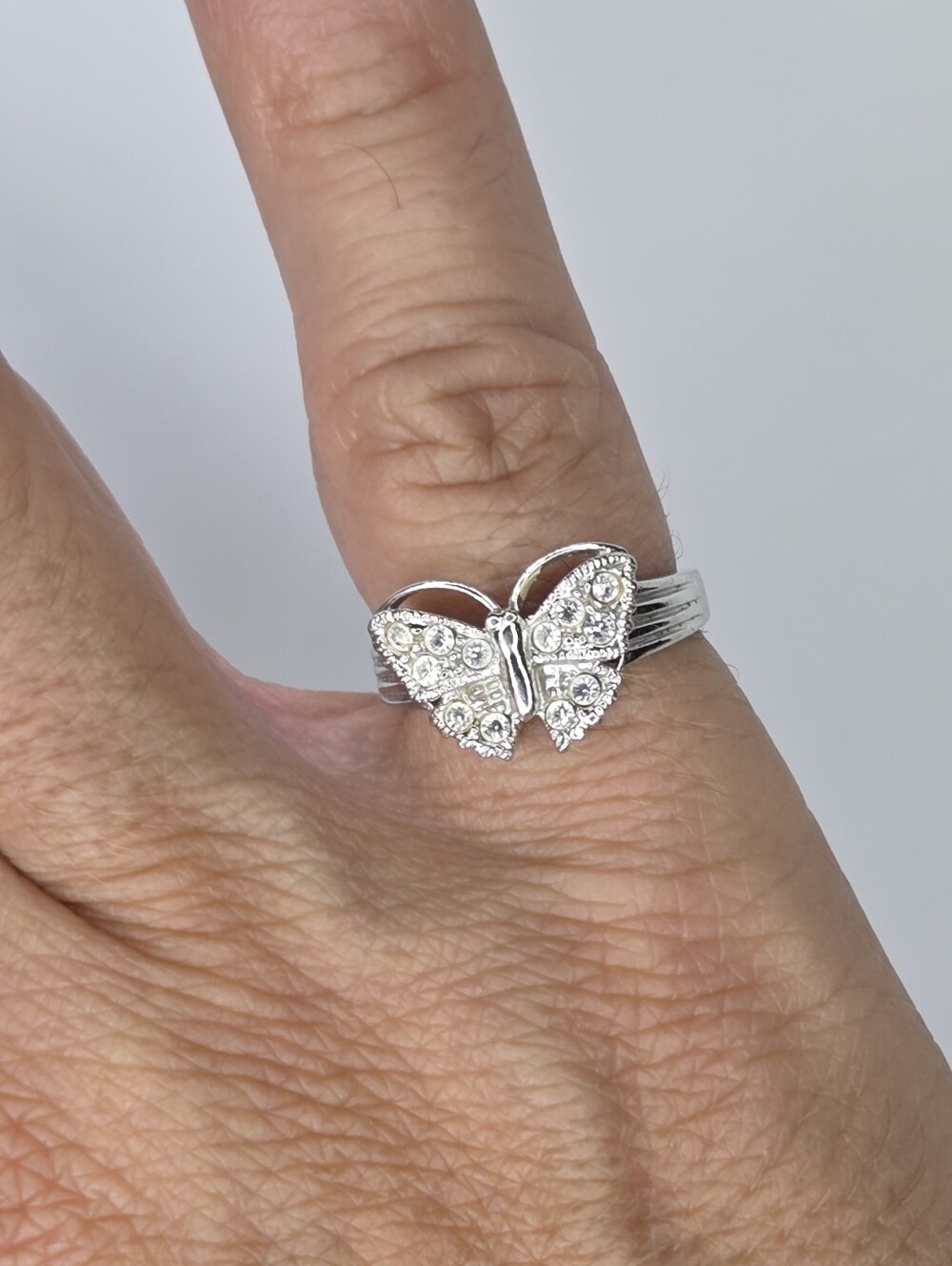 Silver Butterfly Crystal Ring - Women's Jewelry